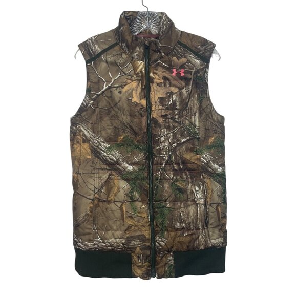 Under Armour Camo Insulated Vest Womens Medium Brown Hunting Outdoor - Picture 1 of 11